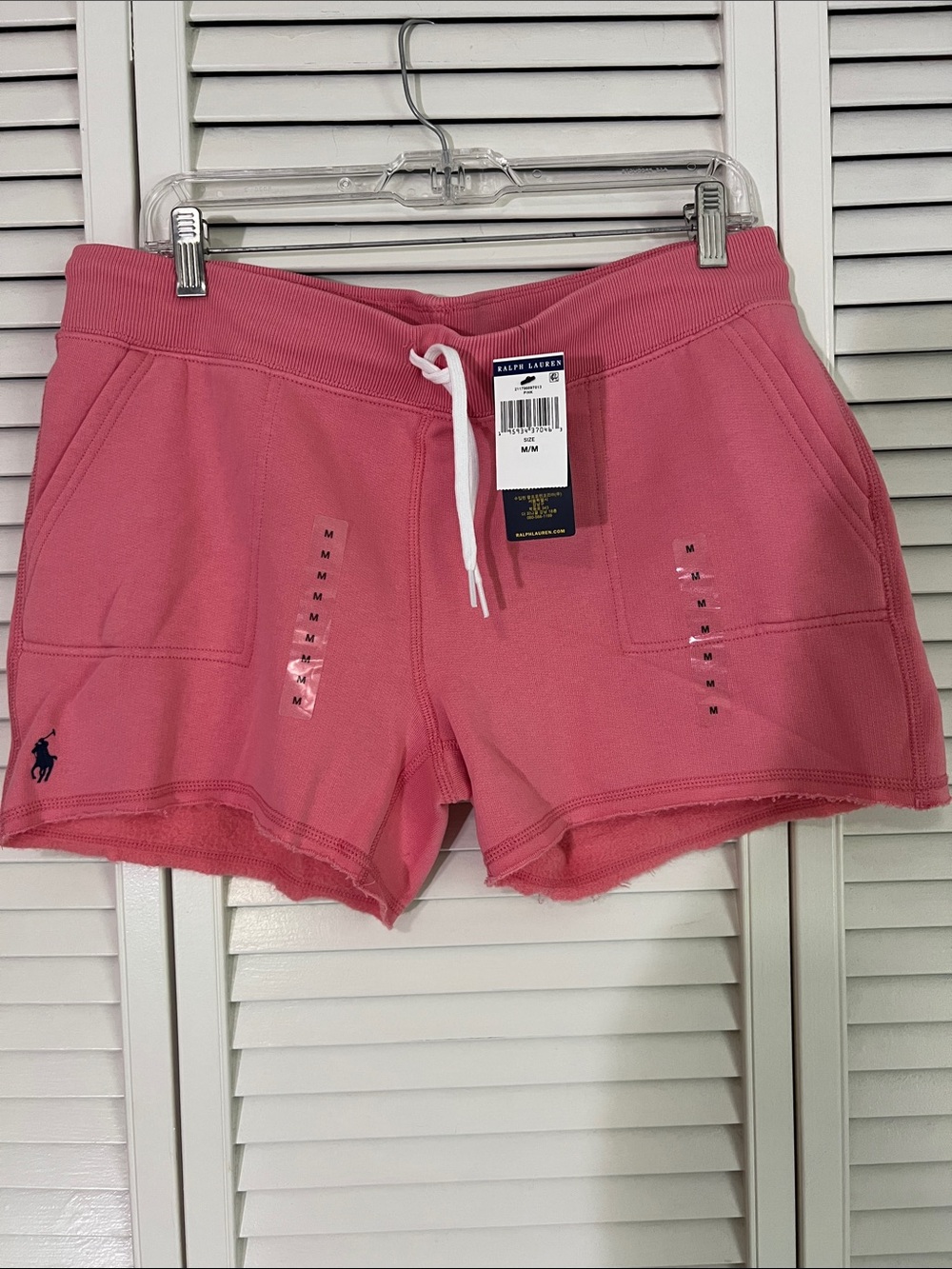 Ralph Lauren Pink Drawstring Athletic Shorts with Polo Logo